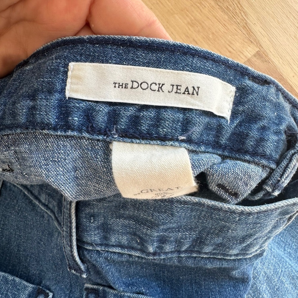 The Great. The Dock Jean Wide Leg High Rise Cotton Hemp Blue Denim Jeans 24 - Picture 4 of 13